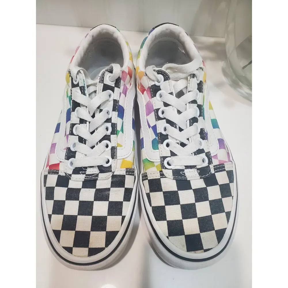 Vans Checkerboard Rainbow Sneakers Size 6